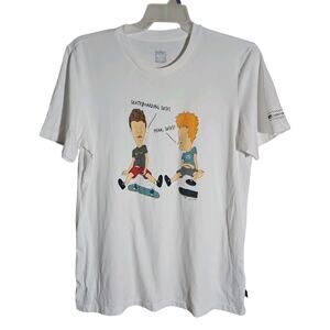 Adidas Skateboarding x MTV Bevis and Butthead White T-Shirt Mens L